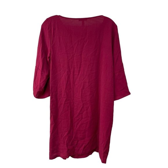 EILEEN FISHER Silk Georgette Crêpe Lantern Sleeve Dress XS Valentines - Picture 8 of 10